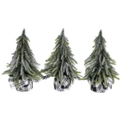 Northlight Mini Silvery Pine Downswept Artificial Christmas Trees - 9.5" - Set Of 3