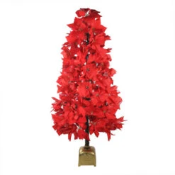 Northlight 4' Pre-Lit Fiber Optic Color Changing Red Poinsettia Christmas Tree