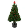 Northlight Pre-Lit Color Changing Fiber Optic Christmas Tree With Berries - 3'