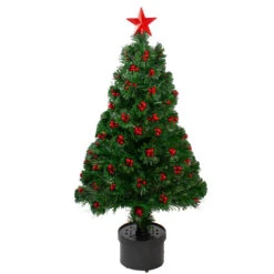 Northlight Pre-Lit Color Changing Fiber Optic Christmas Tree With Berries - 3'