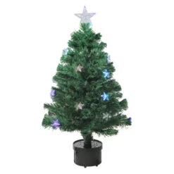 Northlight 3' Pre-Lit Color Changing Fiber Optic Christmas Tree With Stars