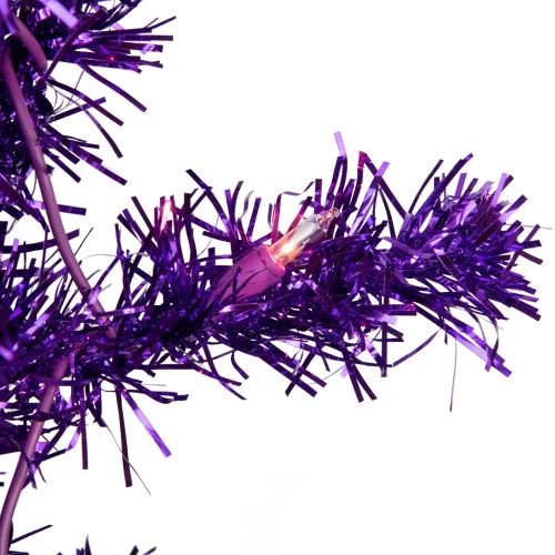 Northlight 6' Pre-Lit Purple Artificial Tinsel Christmas Tree, Clear Lights 2 Northlight 6' Pre-Lit Purple Artificial Tinsel Christmas Tree, Clear Lights - Image 2