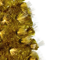 Northlight 3' Pre-Lit Gold Fiber Optic Artificial Christmas Tree, White Lights -Winter Decor Store northlight j92343 2 50971.1639176892