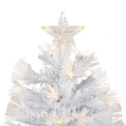 Northlight 3' Pre-Lit White Fiber Optic Artificial Christmas Tree, Warm White Lights -Winter Decor Store northlight j92345 3 04199.1638917350