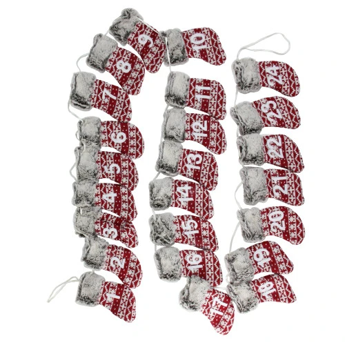 Northlight 7.8' X 5" Red And Gray Countdown Christmas Stocking Garland - Unlit 2 Northlight 7.8' X 5" Red And Gray Countdown Christmas Stocking Garland - Unlit - Image 2