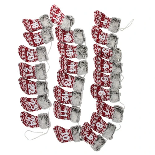 Northlight 7.8' X 5" Red And Gray Countdown Christmas Stocking Garland - Unlit 3 Northlight 7.8' X 5" Red And Gray Countdown Christmas Stocking Garland - Unlit - Image 3
