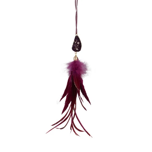 Northlight 9" Plum Red Feather And Gemstone Pendant Christmas Ornament 1 Northlight 9" Plum Red Feather And Gemstone Pendant Christmas Ornament