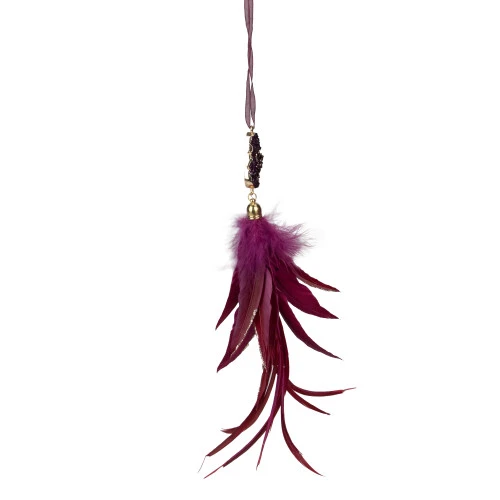 Northlight 9" Plum Red Feather And Gemstone Pendant Christmas Ornament 3 Northlight 9" Plum Red Feather And Gemstone Pendant Christmas Ornament - Image 3