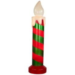 Lighted Striped Candle Blow Mold Outdoor Christmas Decoration - 40"