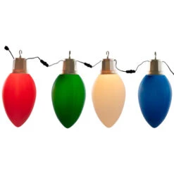 Set Of 4 Lighted Blow Mold C7 Bulbs Christmas Decorations, 20"