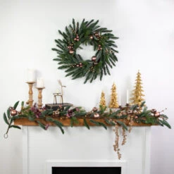 Northlight Rose Gold Ball Ornaments Artificial Christmas Wreath, 28-Inch, Unlit -Winter Decor Store northlight jy995182c20jy99516 styled 69560.1701796960