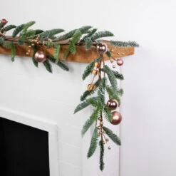 6' Rose Gold Ball Ornaments Artificial Christmas Garland, Unlit -Winter Decor Store northlight jy99518 01201 85109.1701796961