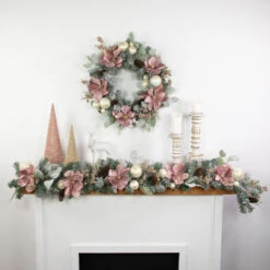 Northlight 6' Pink Floral And Ball Ornament Frosted Pine Artificial Christmas Garland -Winter Decor Store northlight jy995252cjy99526 styled 12363.1701796957