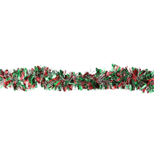 Northlight 12' X 4" Green And Red Tinsel Artificial Christmas Garland - Unlit 2 Northlight 12' X 4" Green And Red Tinsel Artificial Christmas Garland - Unlit - Image 2