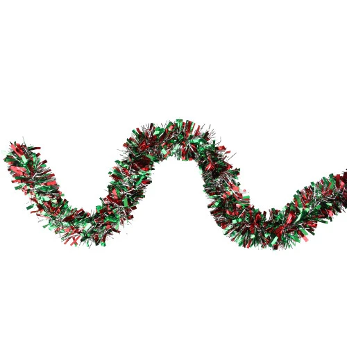 Northlight 12' X 4" Green And Red Tinsel Artificial Christmas Garland - Unlit 1 Northlight 12' X 4" Green And Red Tinsel Artificial Christmas Garland - Unlit