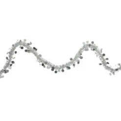 Northlight Tinsel And Polka Dot Commercial Christmas Garland - 50' X 1.5" - Silver - Unlit