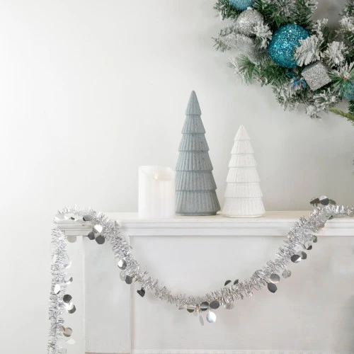 Northlight Tinsel And Polka Dot Commercial Christmas Garland - 50' X 1.5" - Silver - Unlit 2 Northlight Tinsel And Polka Dot Commercial Christmas Garland - 50' X 1.5" - Silver - Unlit - Image 2