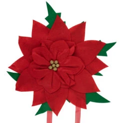 29" Red Poinsettia Tie-On Christmas Tree Topper, Unlit