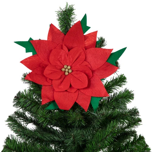 29" Red Poinsettia Tie-On Christmas Tree Topper, Unlit 6 29" Red Poinsettia Tie-On Christmas Tree Topper, Unlit - Image 6