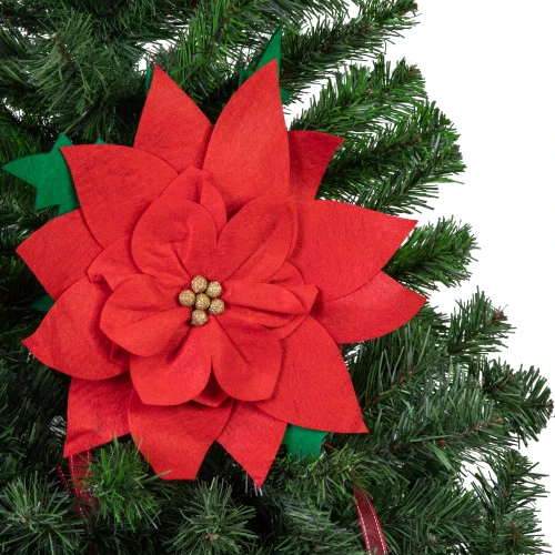 29" Red Poinsettia Tie-On Christmas Tree Topper, Unlit 7 29" Red Poinsettia Tie-On Christmas Tree Topper, Unlit - Image 7