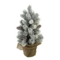 Northlight 12" Potted Flocked Pine With Pine Cones Medium Artificial Christmas Tree – Unlit