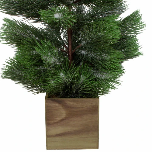 3' Snowy Pine Artificial Christmas Tree In Wooden Pot - Unlit 4 3' Snowy Pine Artificial Christmas Tree In Wooden Pot - Unlit - Image 4