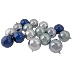 Northlight 32ct Silver And Blue Shatterproof 2-Finish Christmas Ball Ornaments 3.25" (80mm) -Winter Decor Store northlight lj15380 2 05835.1633000824