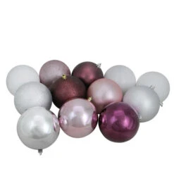 Northlight 32ct Pink And Silver Shatterproof 3-Finish Christmas Ball Ornaments 3.25" (80mm)
