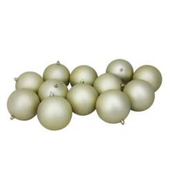 Set Of 12 Champagne Gold Shatterproof Matte Christmas Ball Ornaments 4"