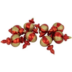 Northlight 8ct Red And Gold Shatterproof Finial Christmas Ornaments, 6"