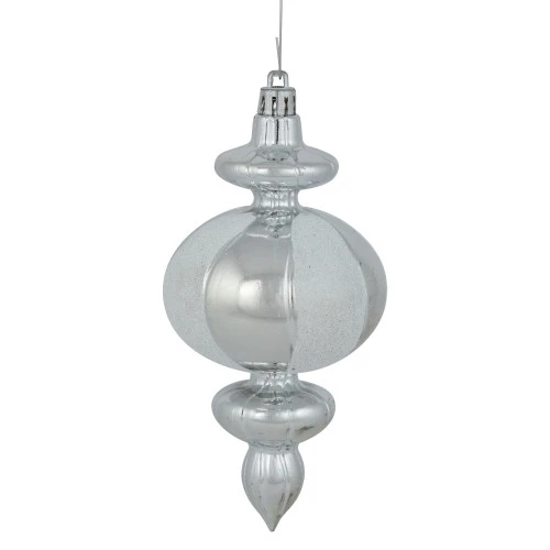 Northlight 8-Count Silver And White Shatterproof Finial Christmas Ornaments, 6" 3 Northlight 8-Count Silver And White Shatterproof Finial Christmas Ornaments, 6" - Image 3