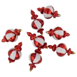 Northlight 8-Count Red And White Shatterproof Finial Christmas Ornaments, 6" -Winter Decor Store northlight lj99418 04 45790.1697560188