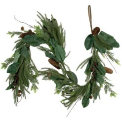Northlight 6' Mixed Foliage With Pine Cones And Berries Christmas Garland, Unlit