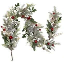 Frosted Pinecones And Berries Artificial Christmas Garland - 6' X 8" - Unlit