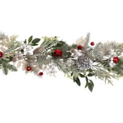 Frosted Pinecones And Berries Artificial Christmas Garland - 6' X 8" - Unlit -Winter Decor Store northlight ll94338 02 29478.1726019803