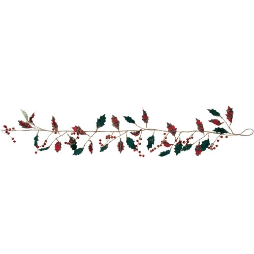 Northlight 5' Green And Red Plaid Holly With Jingle Bells Christmas Garland - Unlit 6 Northlight 5' Green And Red Plaid Holly With Jingle Bells Christmas Garland - Unlit - Image 6