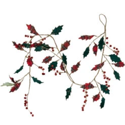 Northlight 5' Green And Red Plaid Holly With Jingle Bells Christmas Garland - Unlit
