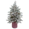 Northlight Real Touch™? Pre-Lit Medium Saratoga Spruce Flocked Artificial Potted Christmas Tree 4' - Clear Lights
