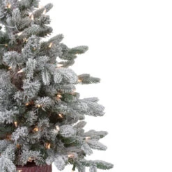 Northlight Real Touch™? Pre-Lit Medium Saratoga Spruce Flocked Artificial Potted Christmas Tree 4' - Clear Lights -Winter Decor Store northlight lt91590 2 45949.1609385231