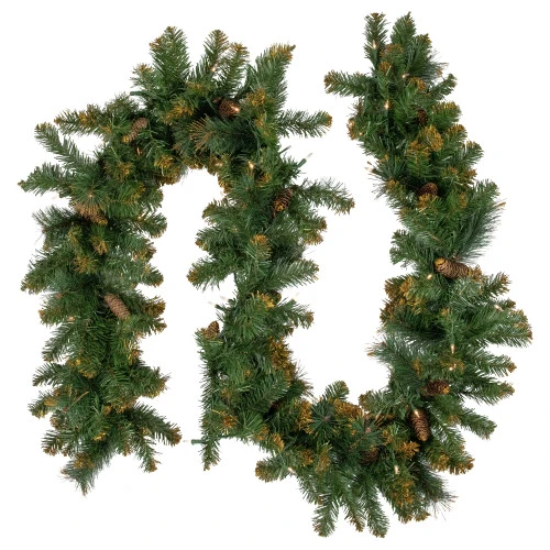 Northlight Pre-Lit Yorkville Pine Artificial Christmas Garland - 9' X 10" - Clear Lights 1 Northlight Pre-Lit Yorkville Pine Artificial Christmas Garland - 9' X 10" - Clear Lights
