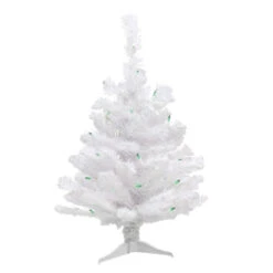 Northlight Pre-Lit Medium White Pine Artificial Christmas Tree - 2' - Green Lights