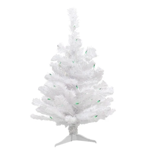Northlight Pre-Lit Medium White Pine Artificial Christmas Tree - 2' - Green Lights 1 Northlight Pre-Lit Medium White Pine Artificial Christmas Tree - 2' - Green Lights