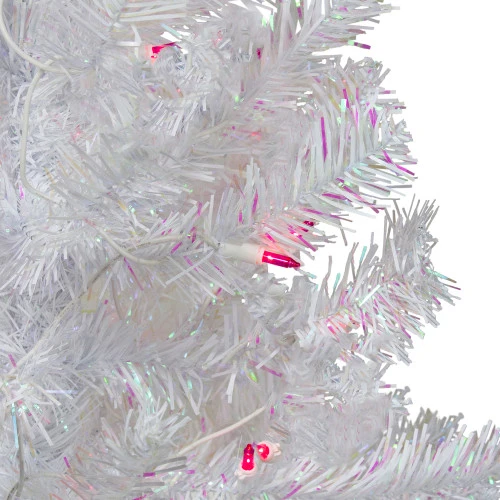 Northlight 4' Pre-lit White Iridescent Pine Artificial Christmas Tree - Pink Lights 2 Northlight 4' Pre-lit White Iridescent Pine Artificial Christmas Tree - Pink Lights - Image 2