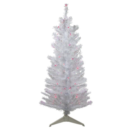 Northlight 4' Pre-lit White Iridescent Pine Artificial Christmas Tree - Pink Lights 1 Northlight 4' Pre-lit White Iridescent Pine Artificial Christmas Tree - Pink Lights