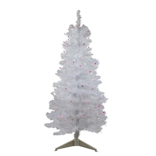 Northlight 4' Pre-lit White Iridescent Pine Artificial Christmas Tree - Purple Lights 1 Northlight 4' Pre-lit White Iridescent Pine Artificial Christmas Tree - Purple Lights