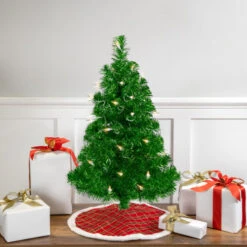 2' Pre-Lit Paradise Lime Green Tinsel Pine Artificial Christmas Tree - Clear Lights