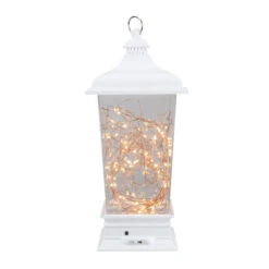 Northlight Tapered Lantern With Rice Lights Decoration - 12" - White - Clear Lights -Winter Decor Store northlight mw90997 2 sample 32612.1603245546