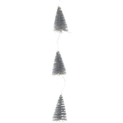 Northlight LED Lighted Battery Operated Silver Mini Sisal Tree Christmas Garland - 6.5' - Warm White Lights
