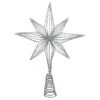 Northlight 13.75" LED Lighted B/O Silver Glittered Geometric Star Christmas Tree Topper - Warm White Lights