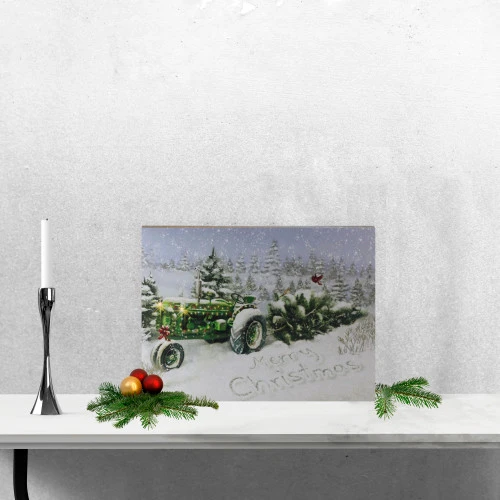 Northlight Fiber Optic And LED Lighted Merry Christmas Tractor Canvas Wall Art 12" X 15.75" 2 Northlight Fiber Optic And LED Lighted Merry Christmas Tractor Canvas Wall Art 12" X 15.75" - Image 2